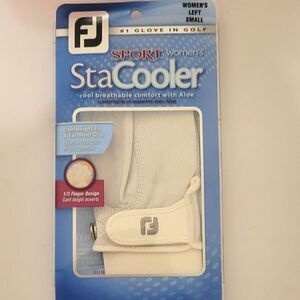 NWT FJ Women’s Left Golf Glove (Small) Stacooler white 1/2 finger design